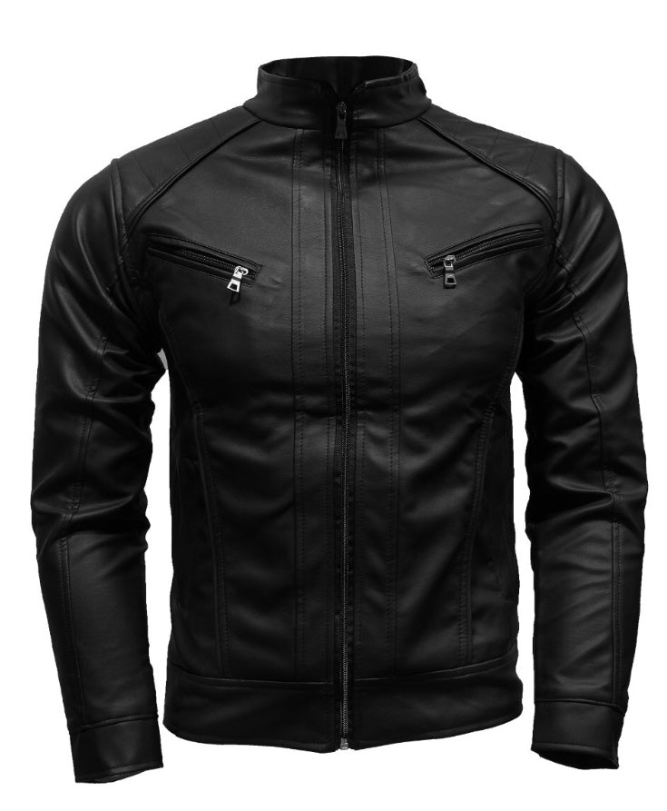 Chaqueta clásica cuero textil hombre t33