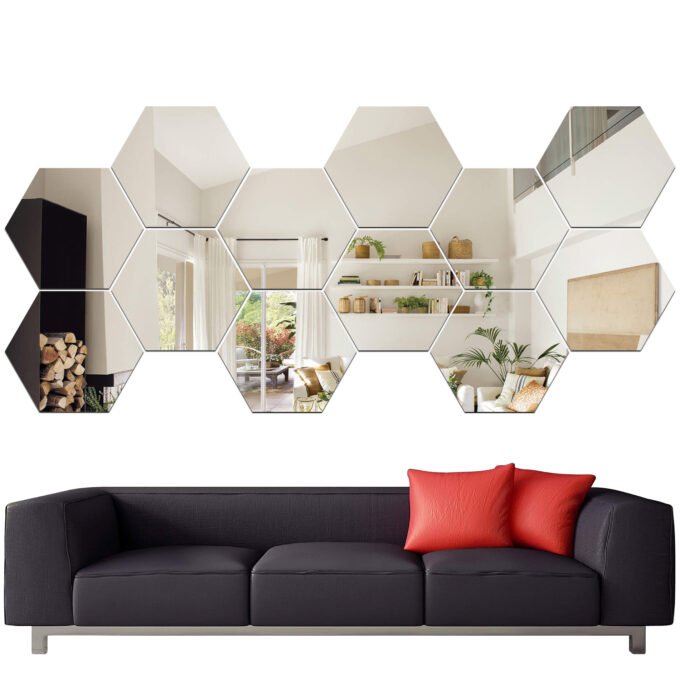 Set X12 Espejos Hexagonales Vinilo Decor